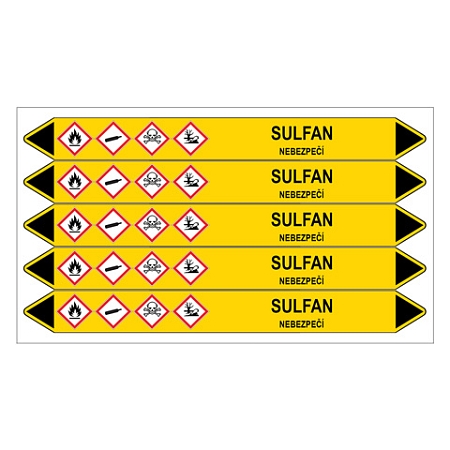 Značení potrubí, sulfan,5 ks, 150 × 12 mm